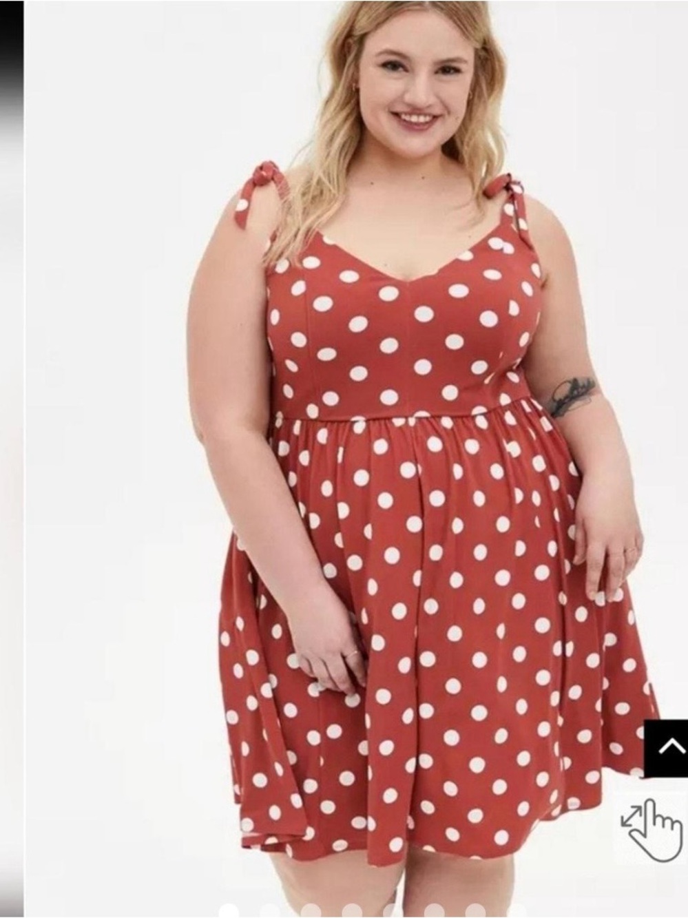 torrid Rust Red Polka Dot Tie-Shoulder Mini Dress
